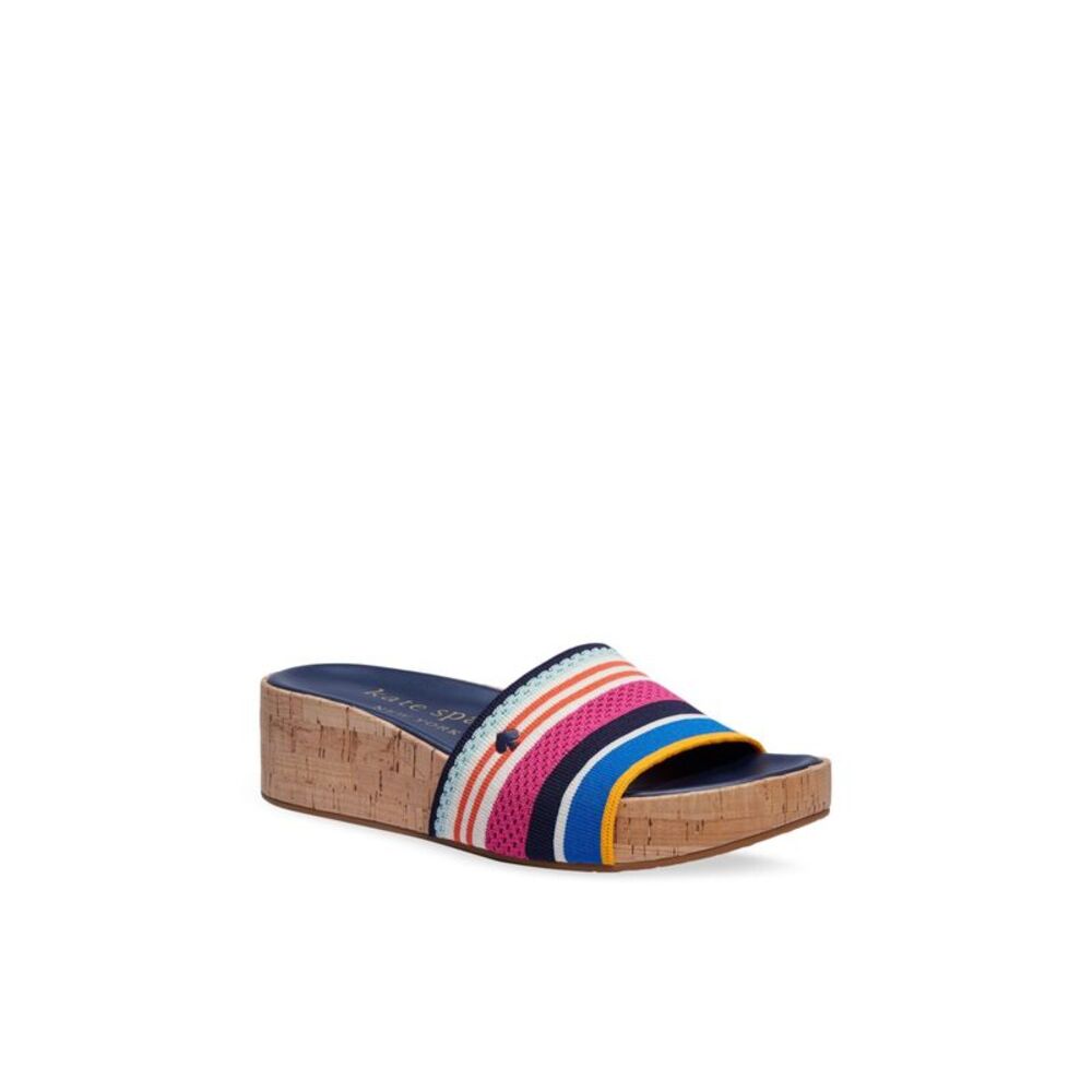 LUCKY BRAND Womens Navy 1.5" Platform Breeze Wedge Slip On Slide Sandals 5